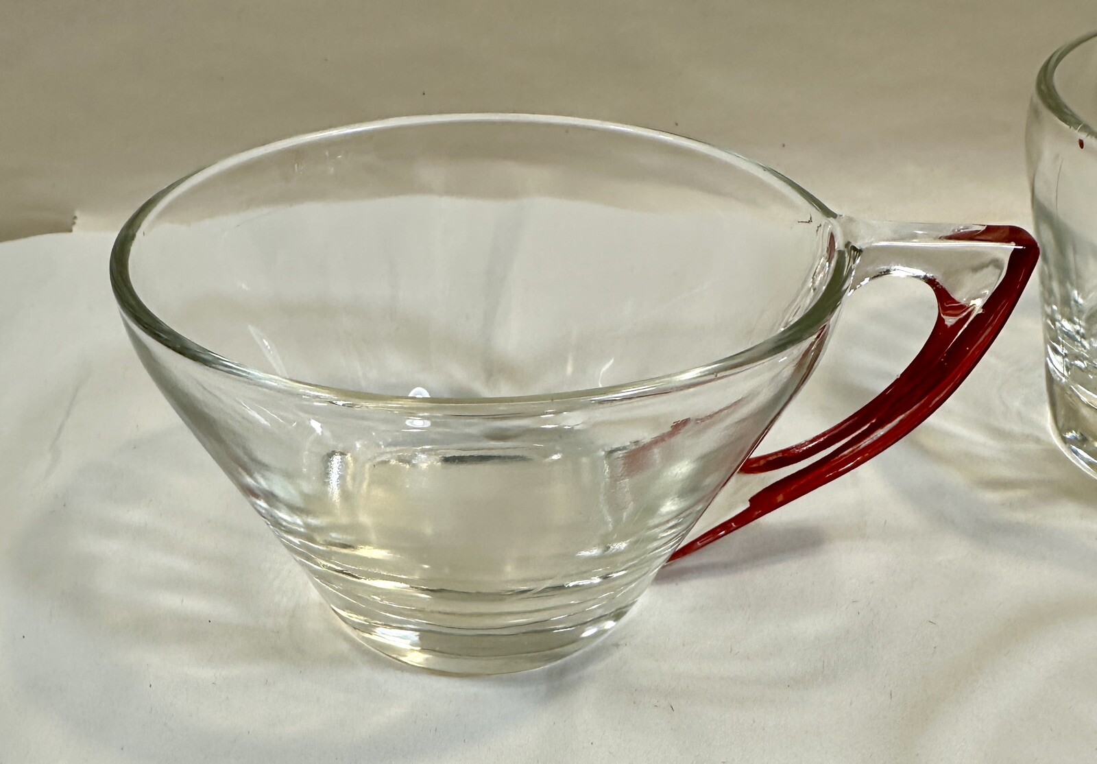 Hazel Atlas 5 (Five) Gay Fad Clear Glass Hand Painted Handle Coffee Cups - USA - Image 4