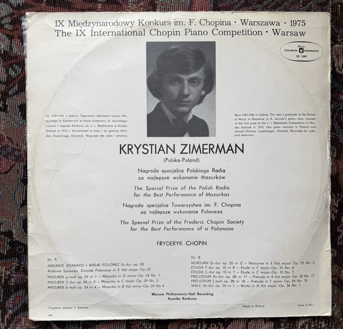 Frédéric Chopin, Krystian Zimerman - IX International Chopin Competition SX 1309 - Image 1