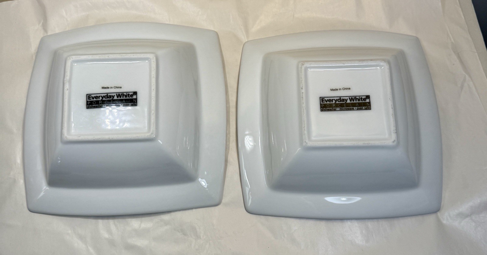 Set of 2 Fitz & Floyd Everyday White Porcelain Rim Cereal Bowls Square 7 3/8" - Image 2