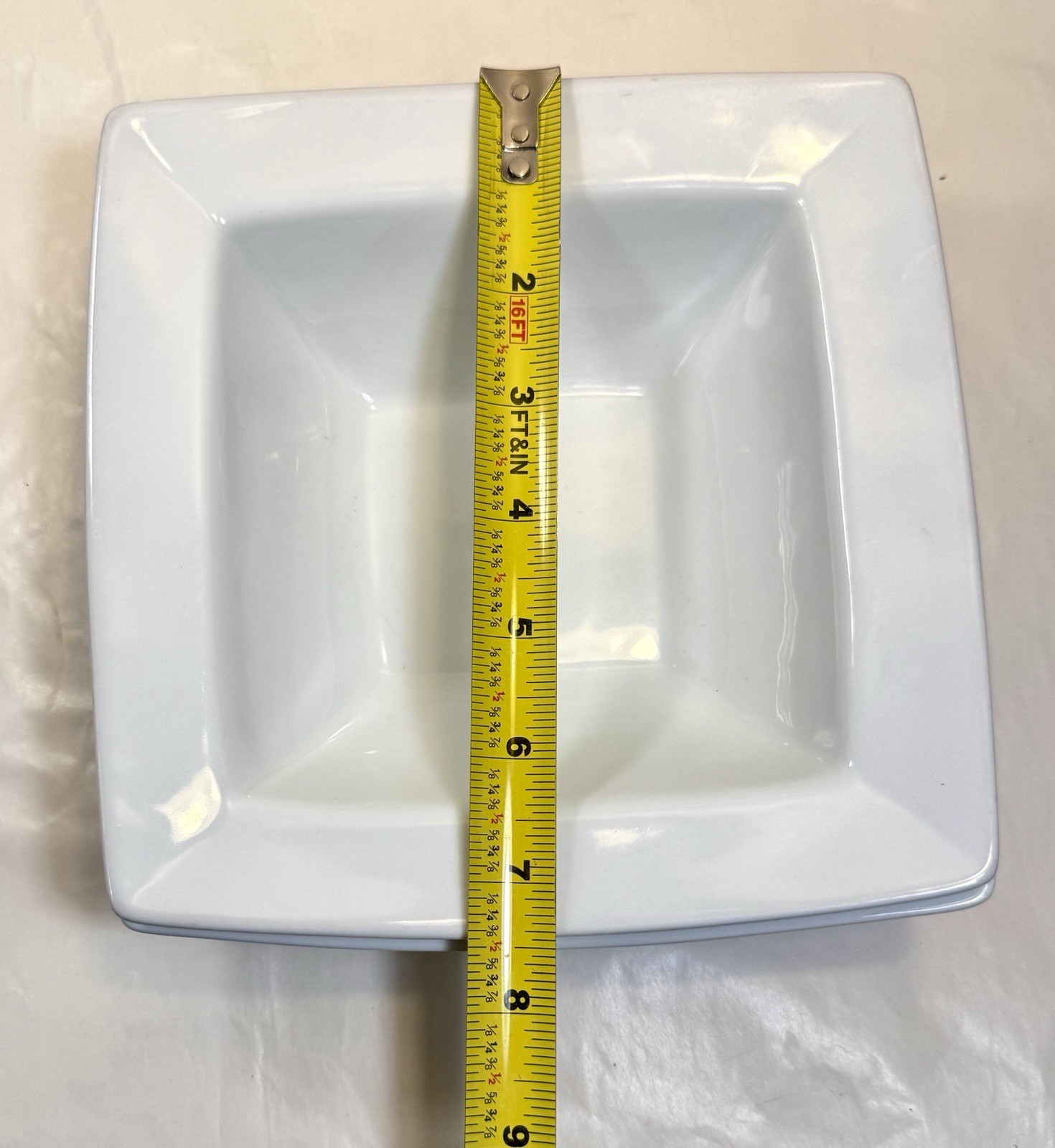 Set of 2 Fitz & Floyd Everyday White Porcelain Rim Cereal Bowls Square 7 3/8" - Image 3
