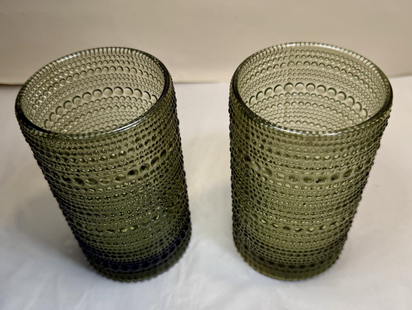 Two Fortessa Jupiter Embossed Textured Hobnail Tumblers Cornflower Green 12 oz - Image 1