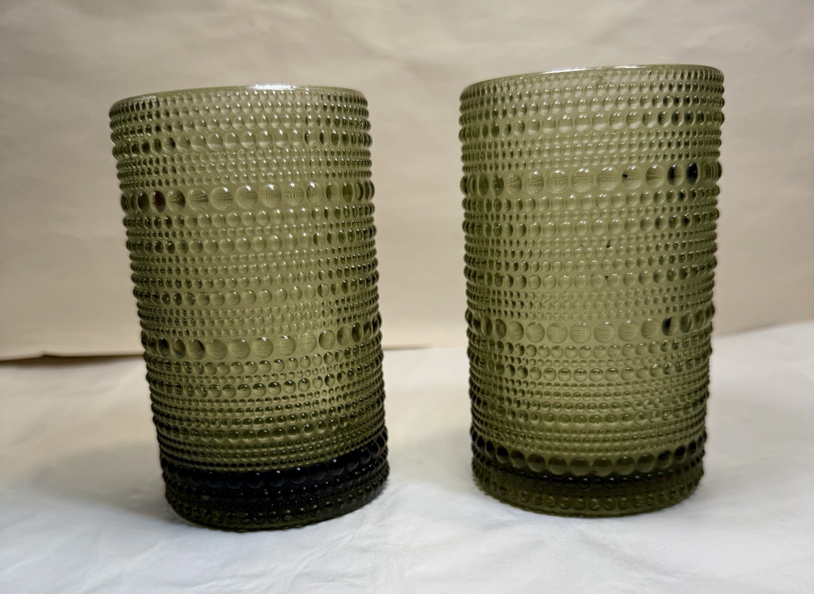 Two Fortessa Jupiter Embossed Textured Hobnail Tumblers Cornflower Green 12 oz