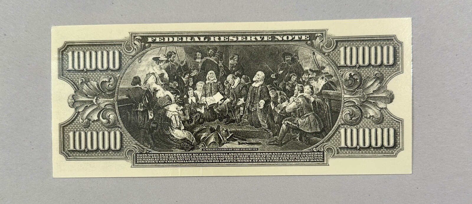Laminated $10,000 Bill Bookmark - 5.5" by 2.5" - Image 1