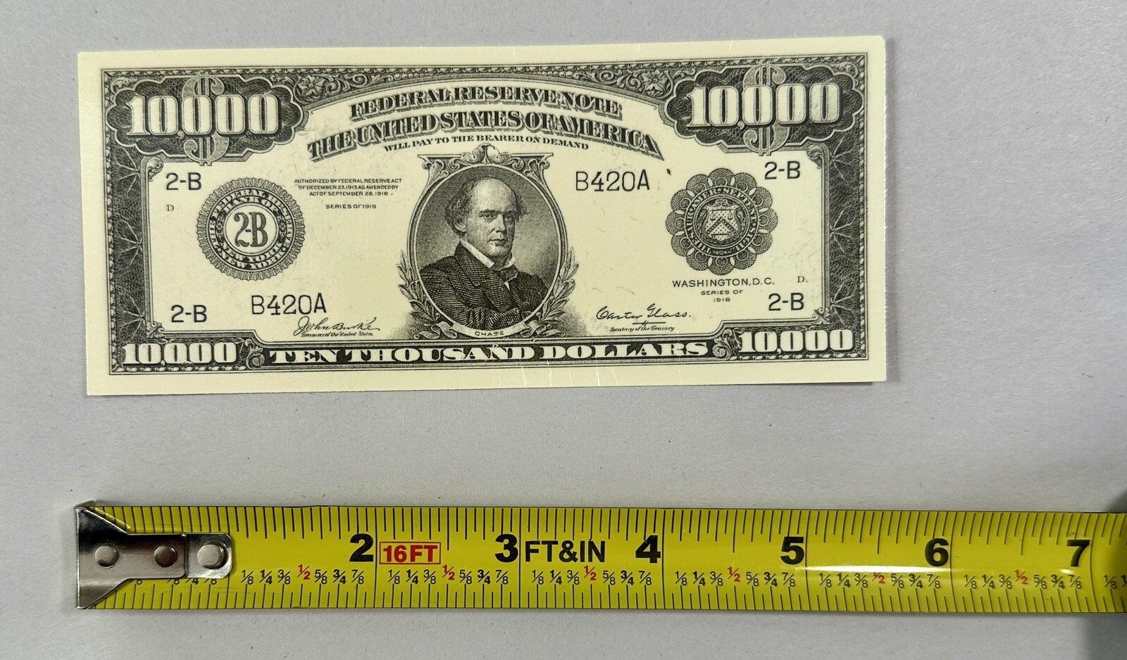 Laminated $10,000 Bill Bookmark - 5.5" by 2.5" - Image 2