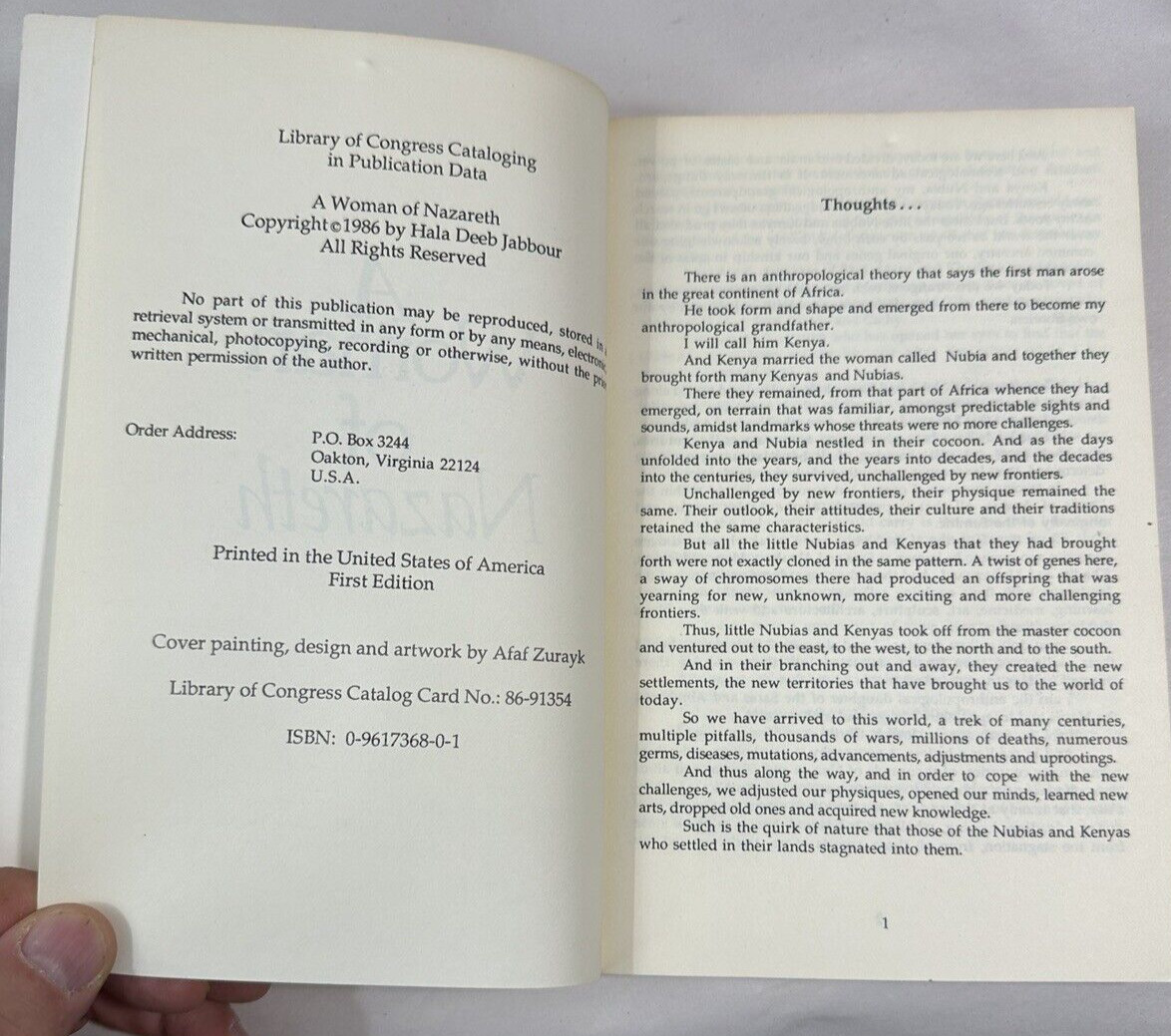 A Woman Of Nazareth - Hala Deeb Jabbour (Paperback, 1986)  First Ed, Signed Card - Image 2