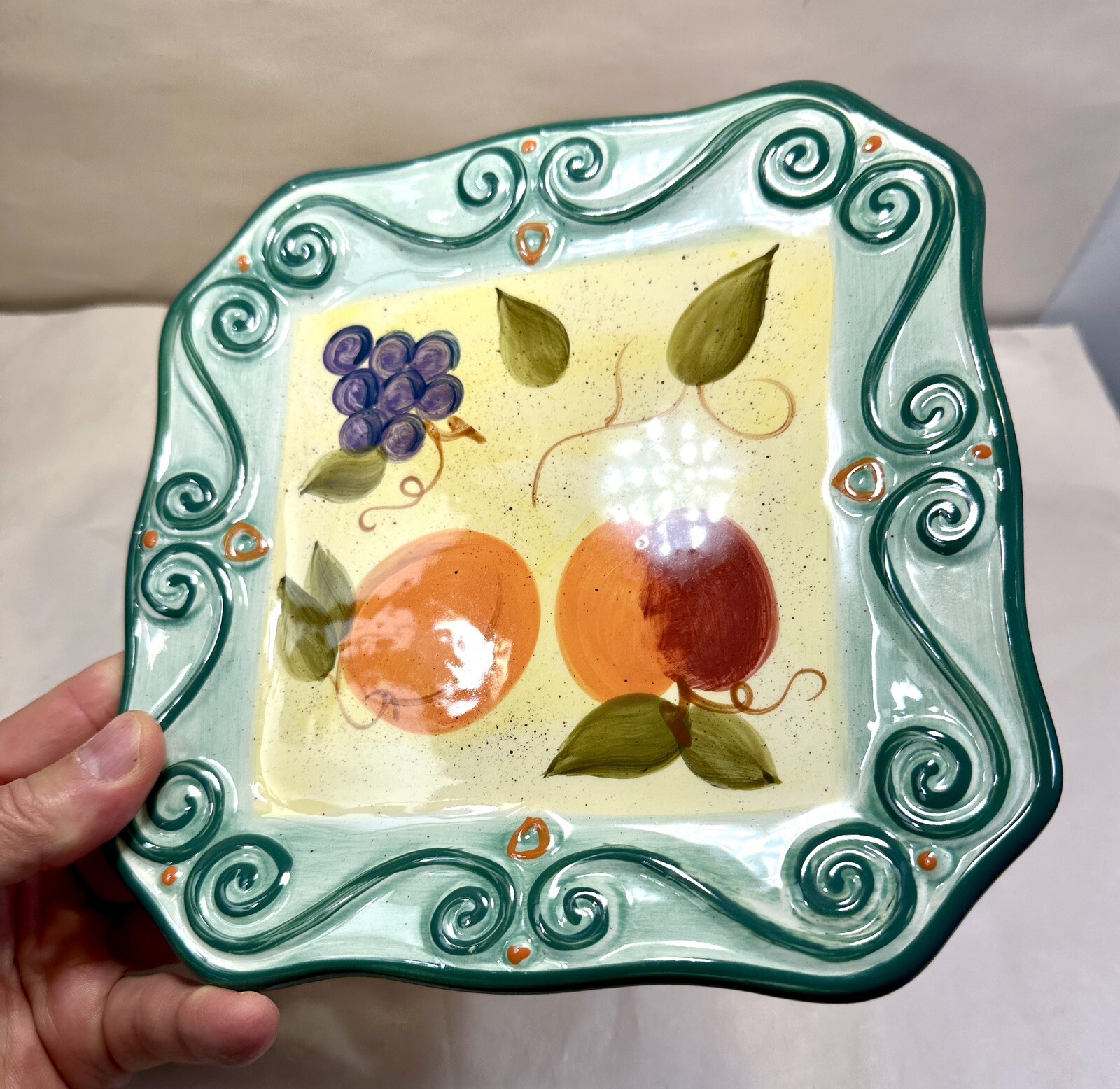 Tabletops Unlimited Medici Square Salad Plates Hand Painted Collection Set of 2 - Image 2