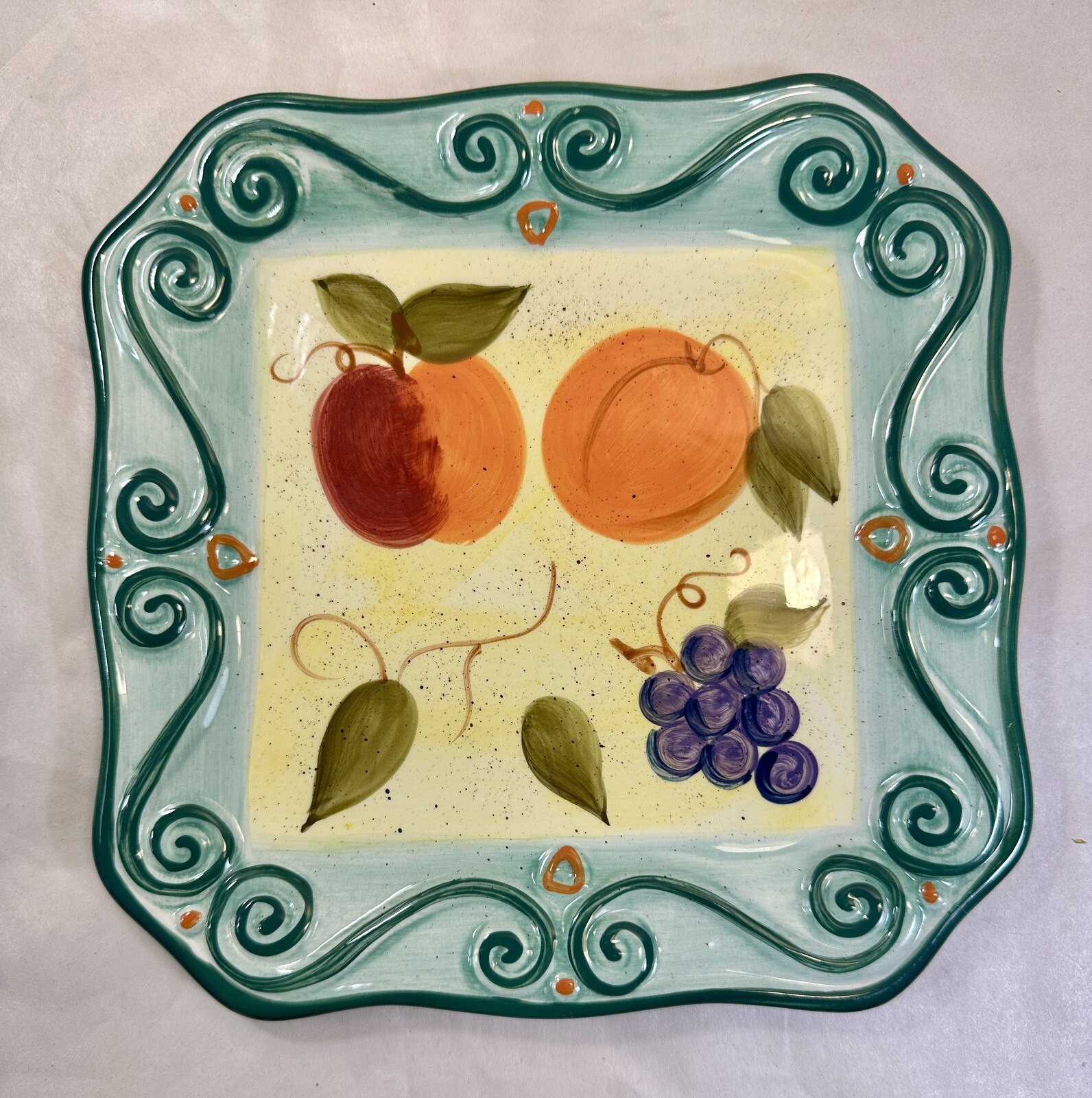 Tabletops Unlimited Medici Square Salad Plates Hand Painted Collection Set of 2 - Image 3