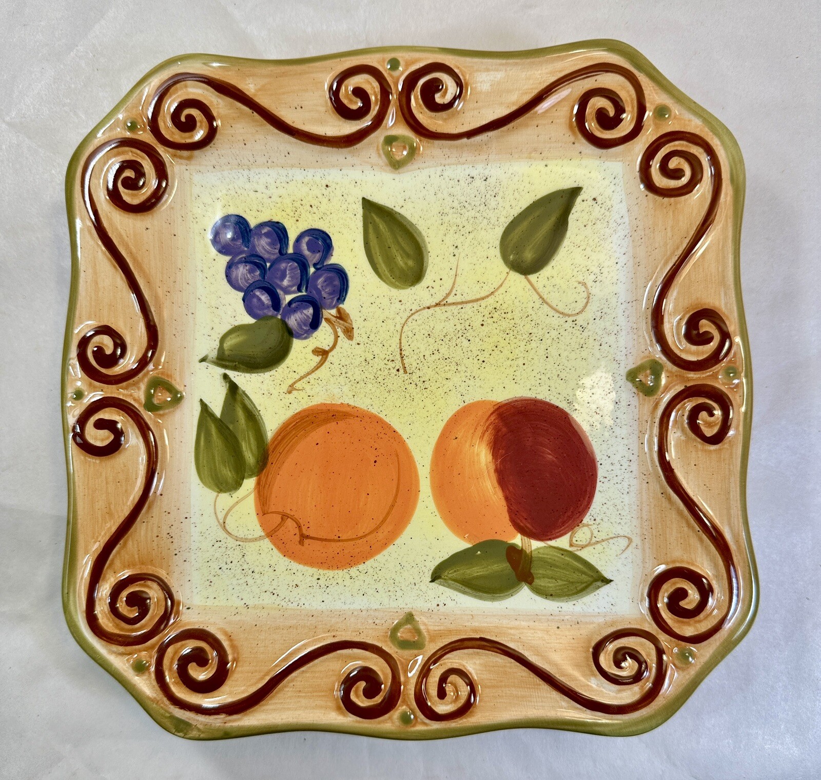 Tabletops Unlimited Medici Square Salad Plates Hand Painted Collection Set of 2 - Image 5