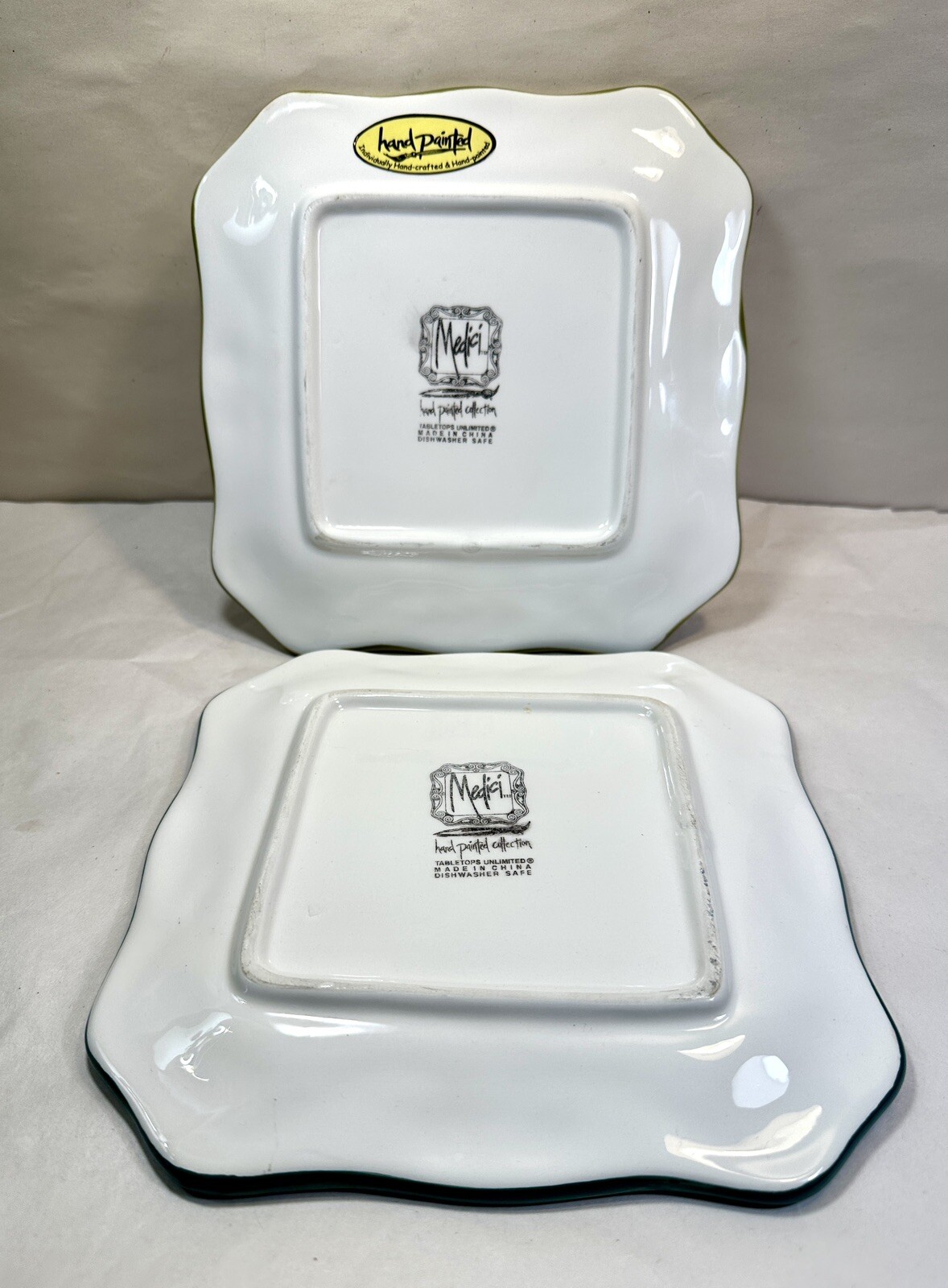 Tabletops Unlimited Medici Square Salad Plates Hand Painted Collection Set of 2 - Image 8