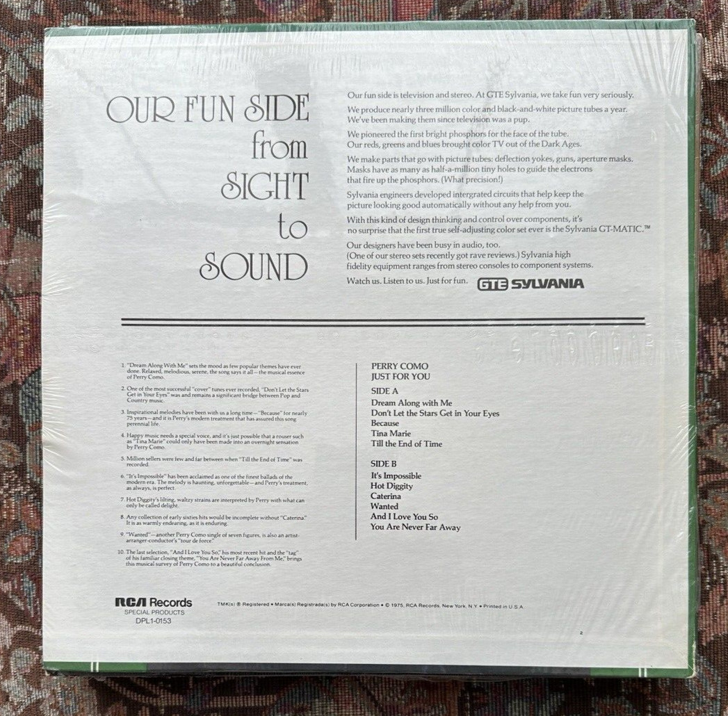 SEALED: Perry Como - Just for You - Image 1