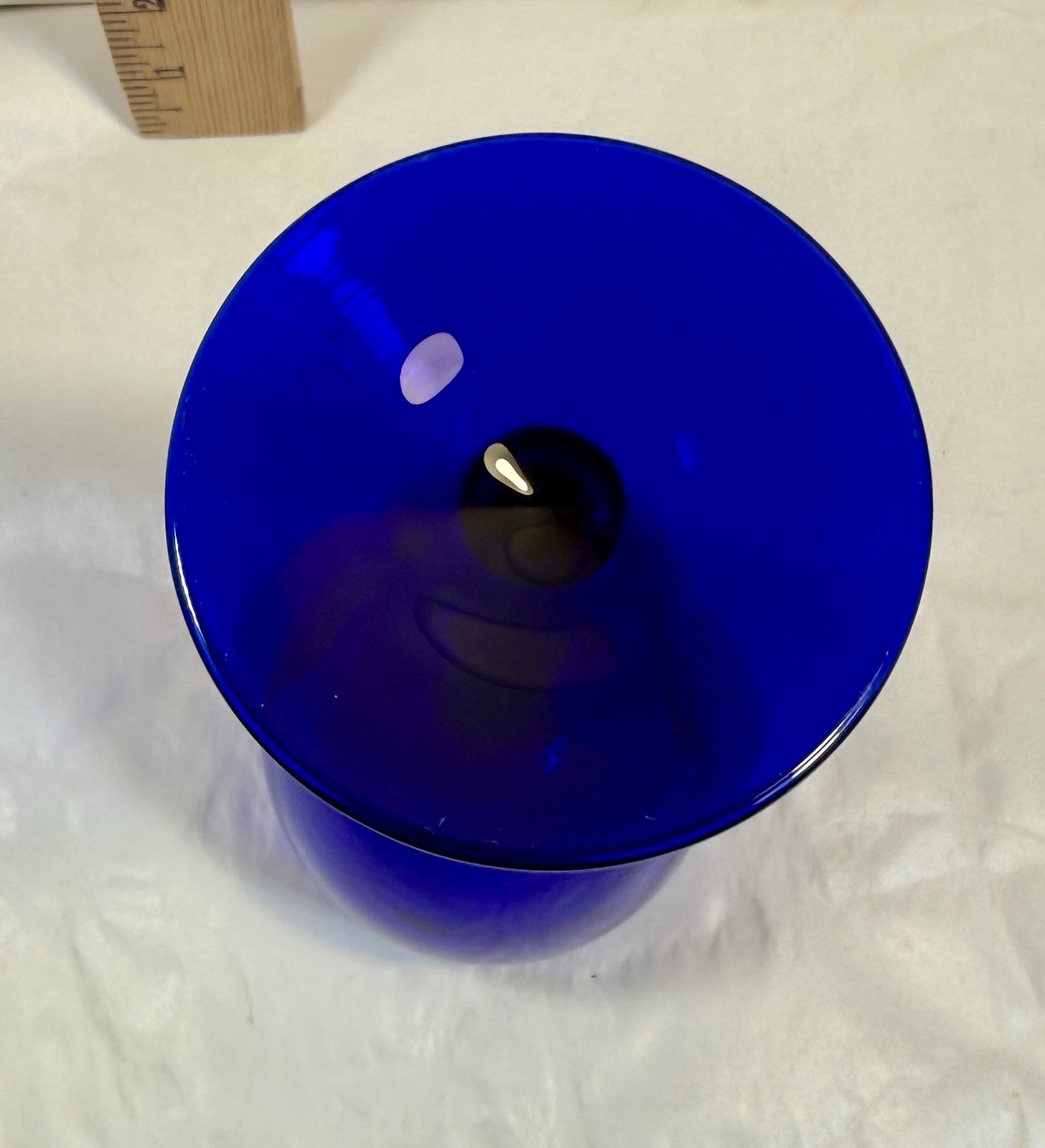 One (1)  Pier 1 Cobalt Blue Stemmed Wine Glass / Goblet Teardrop 8" Tall - Image 2