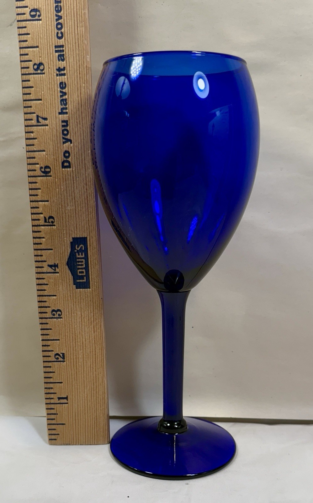 One (1)  Pier 1 Cobalt Blue Stemmed Wine Glass / Goblet Teardrop 8" Tall - Image 3