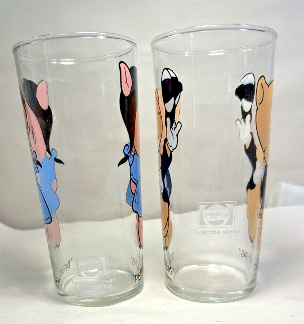 Pepsi Series Porky & Petunia Pig Vintage Drinking Glasses - Warner Brothers 1973 - Image 3