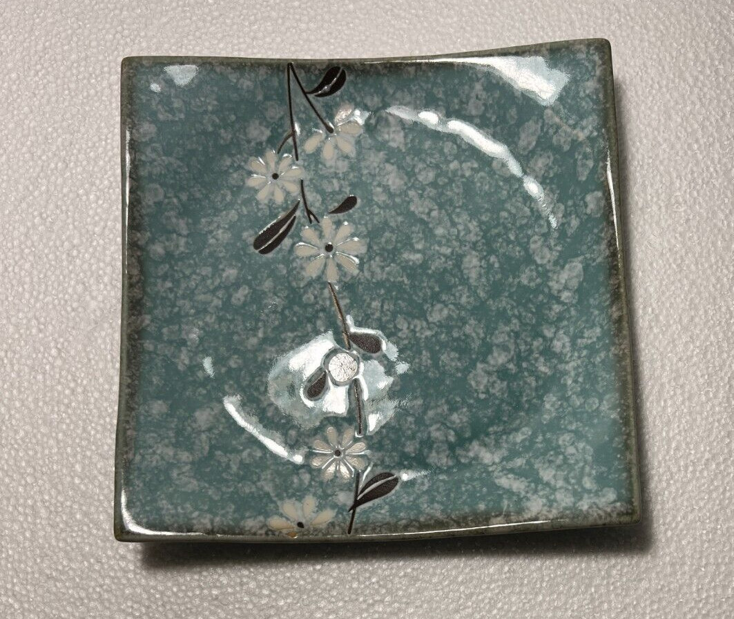 One Ichihara Cherry Blossom Blue Salad Plate - Japan - 6 3/4 inches