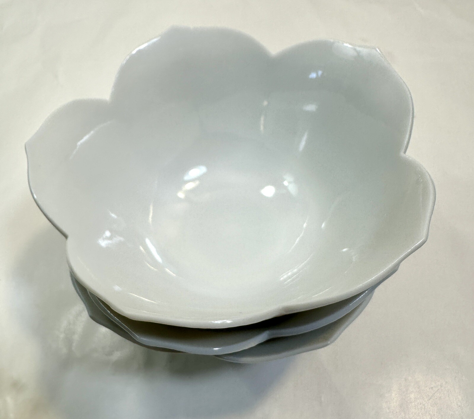 Three (3) Lotus Bowls - Andrea by Sadek - Made in Japan - White Porcelain 4 3/8" - Image 3