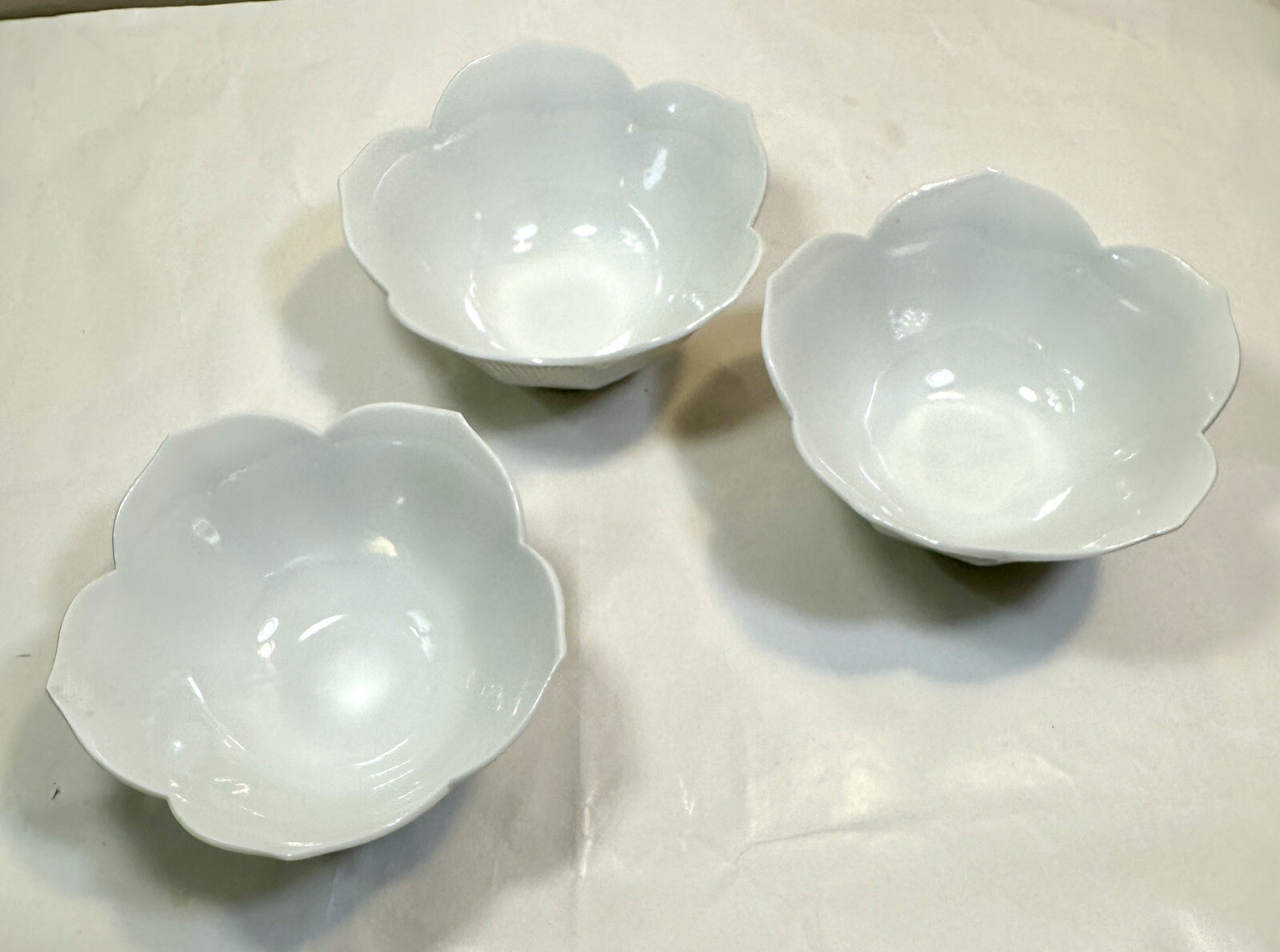 Three (3) Lotus Bowls - Andrea by Sadek - Made in Japan - White Porcelain 4 3/8" - Image 8