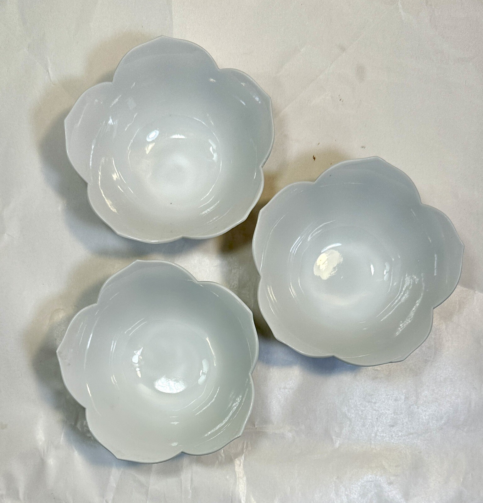 Three (3) Lotus Bowls - Andrea by Sadek - Made in Japan - White Porcelain 4 3/8" - Image 9