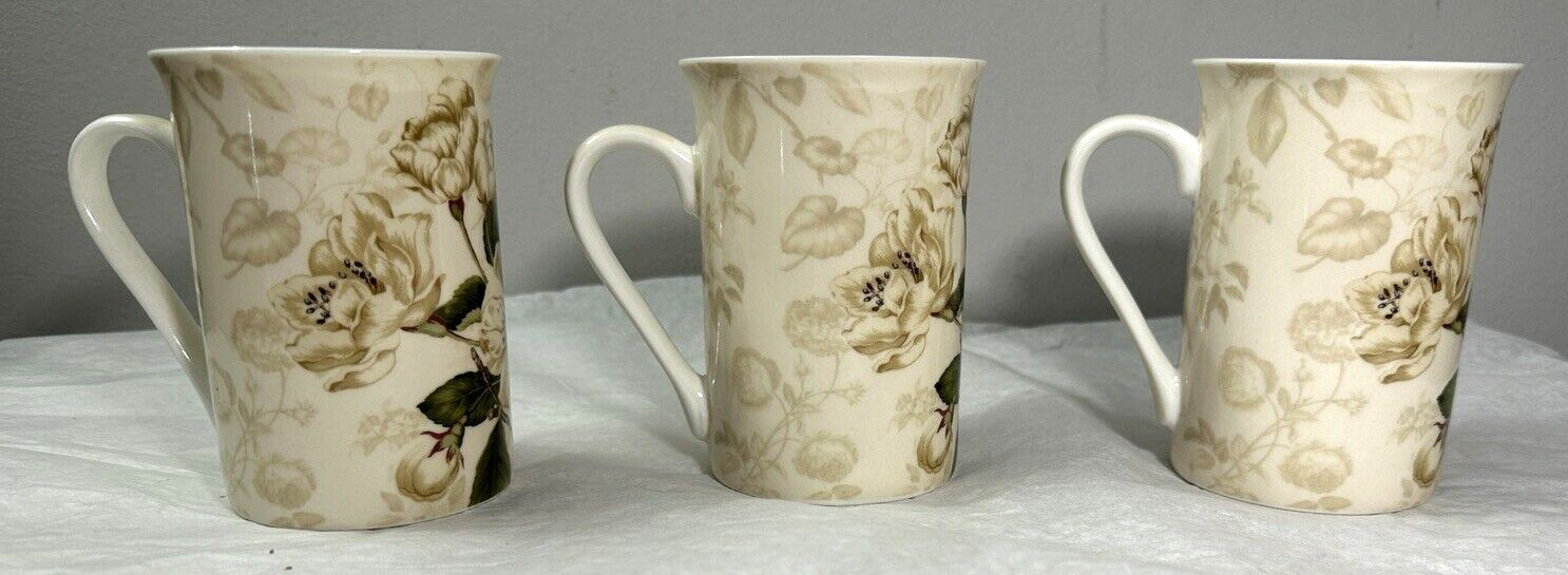 Set Of Three (3) Vintage Jason Bone China Floral Coffee Mugs — Unboxed - Image 2
