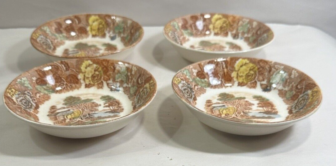 Set of (4) Nasco Mountain Woodland Dessert Soup Bowls - 5.5" - Japan Vintage - Image 3