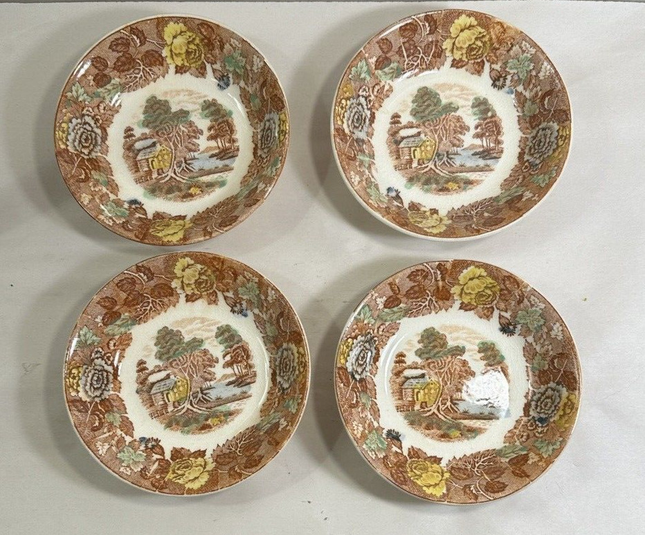 Set of (4) Nasco Mountain Woodland Dessert Soup Bowls - 5.5" - Japan Vintage - Image 4