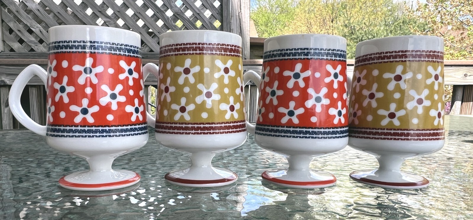 Four (4) Vintage Royal Crown Arnart Smug Mugs 4061 - Flowers / Daisies - EUC - Image 5