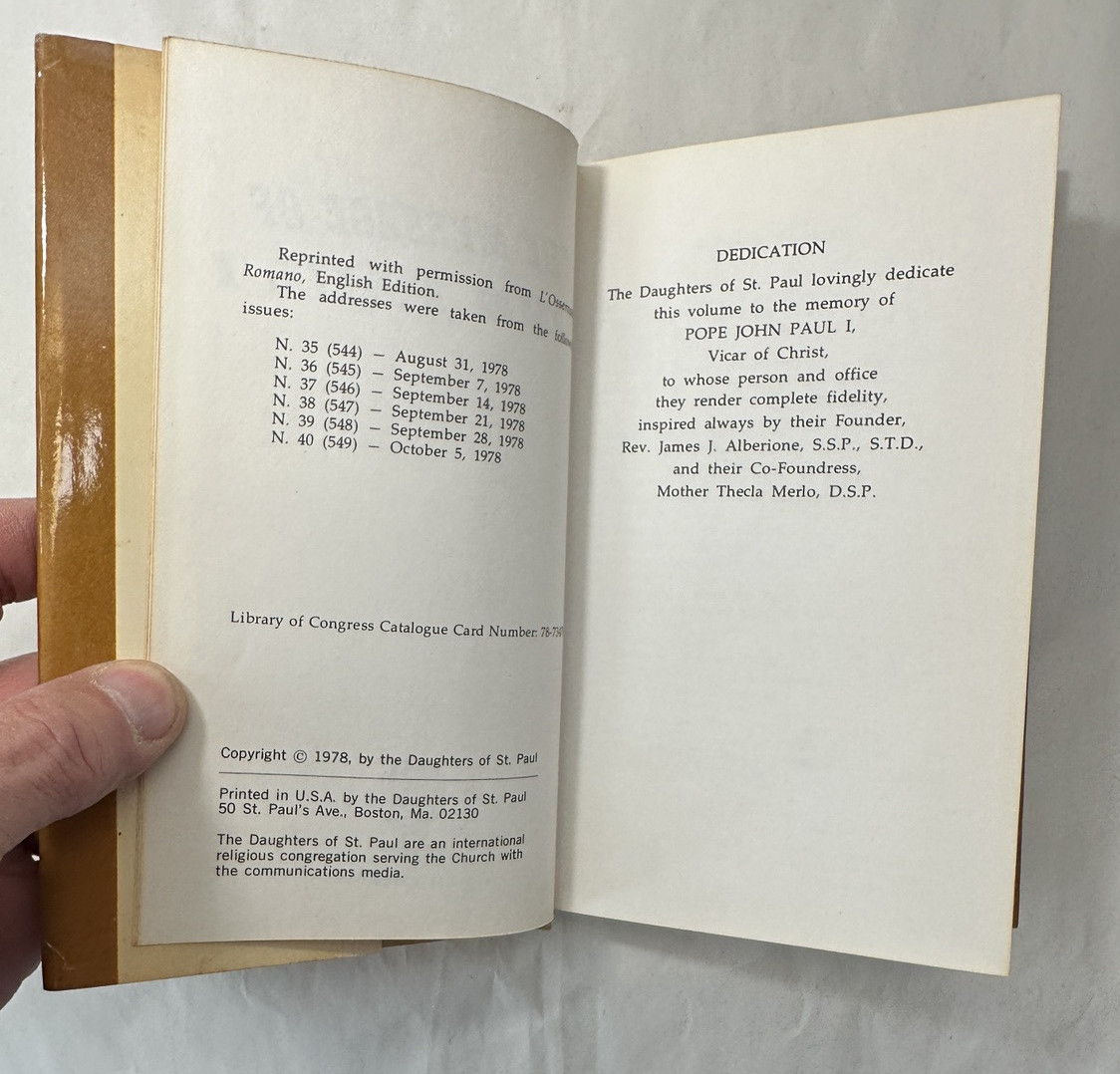 The Message Of John Paul I by the Daughters of St. Paul (1978, Hardcover) - Image 1