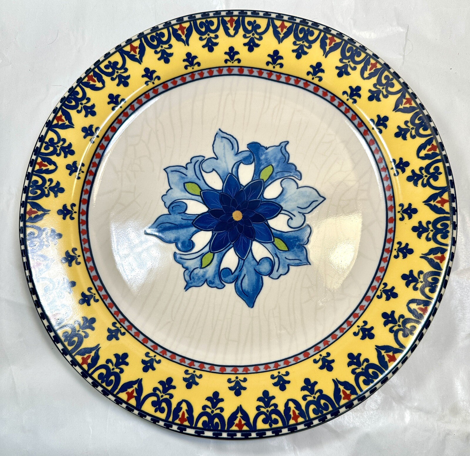 Set of Two (2) Williams-Sonoma Yellow Rim Dinner Plates Sicily, 11" Diameter - Image 2