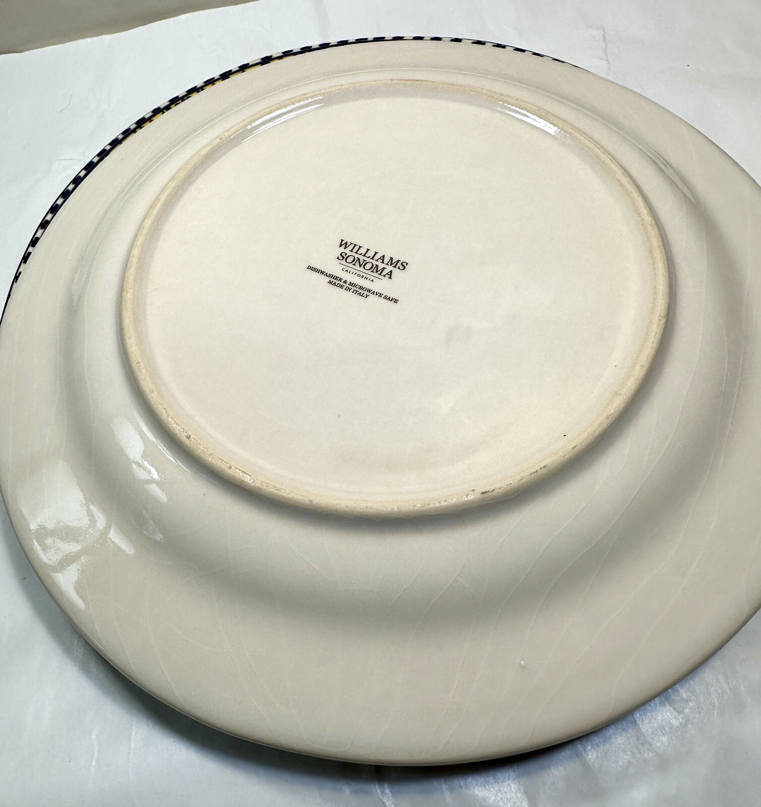 Set of Two (2) Williams-Sonoma Yellow Rim Dinner Plates Sicily, 11" Diameter - Image 6
