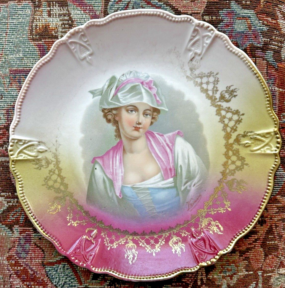 Vintage German Blenheim China Portrait Wall Plate - 9 1/2 Inches