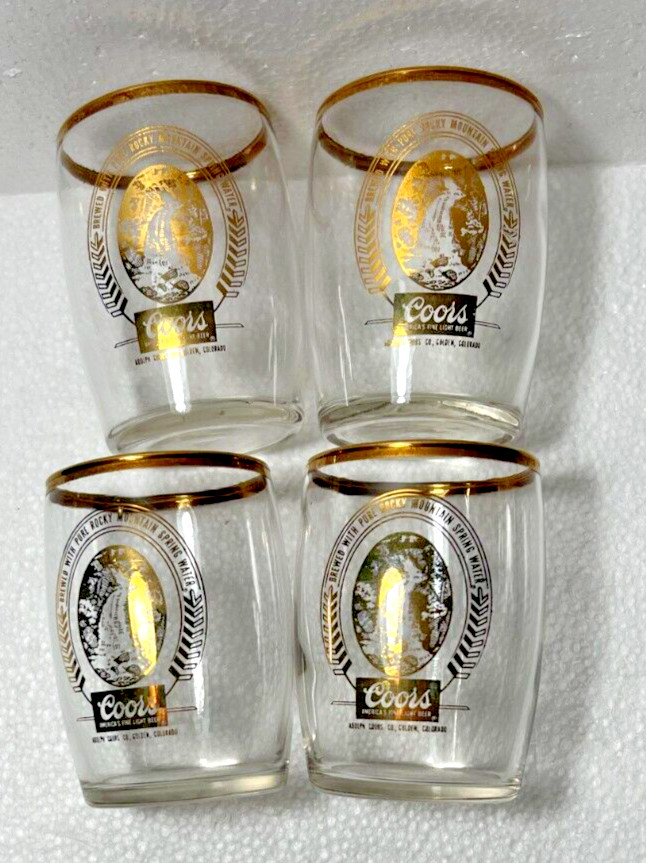 Set of Four (4) Vintage Small Coors Glasses 3.25" Tumbler Beer - Image 1