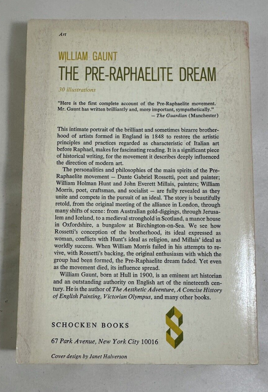 The Pre-Raphaelite Dream by William Gaunt 1966 1st PB Edition Schocken Books - Image 7