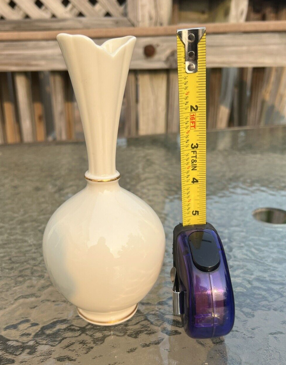 Vintage Lenox Cream Bone Bud Gold Trim Vase - 8 1/4" Tall - Immaculate - Image 4