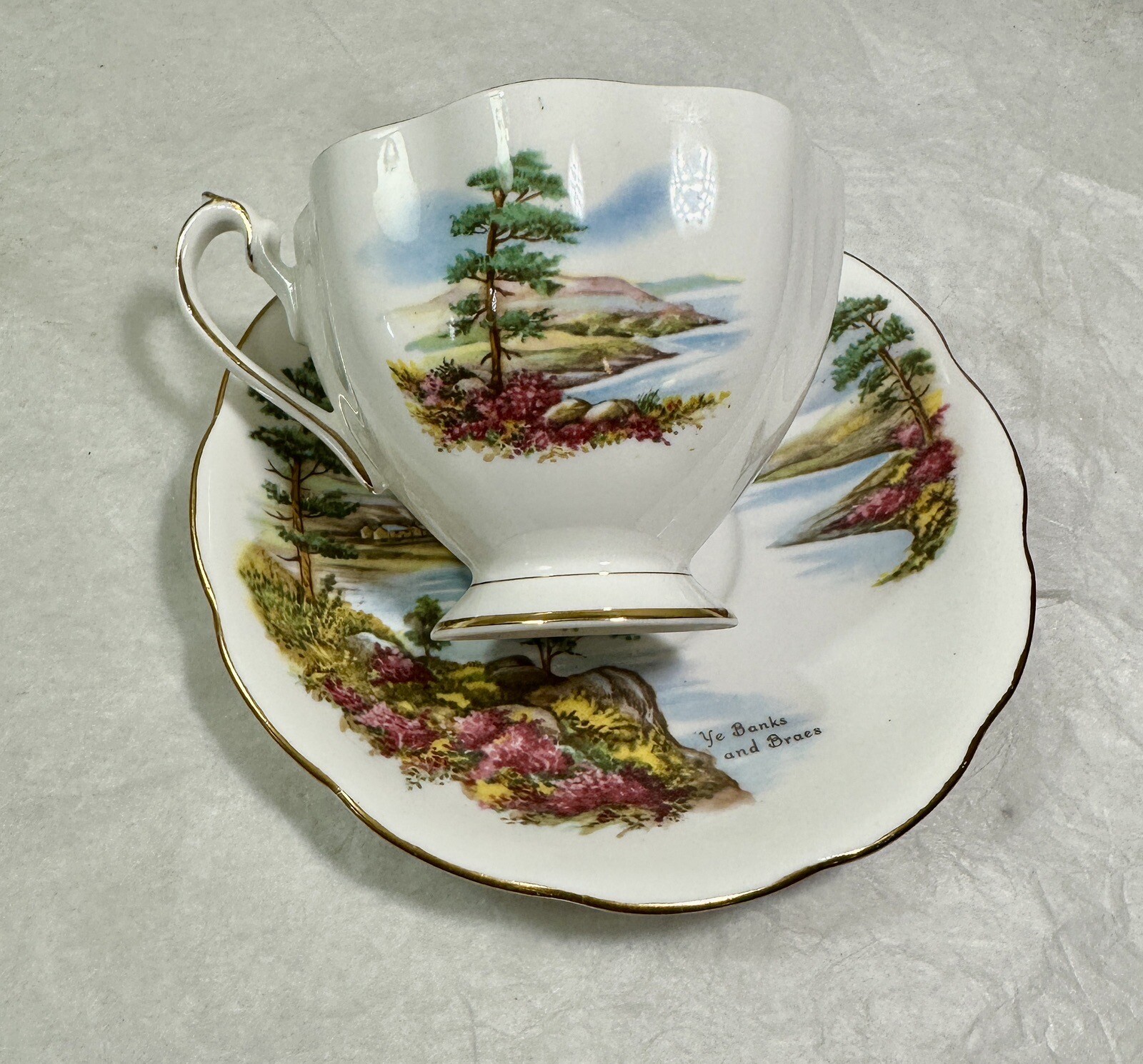 Vtg Famous Poets by Robert Burns Teacup & Saucer Queen Anne Bone China - England - Image 6