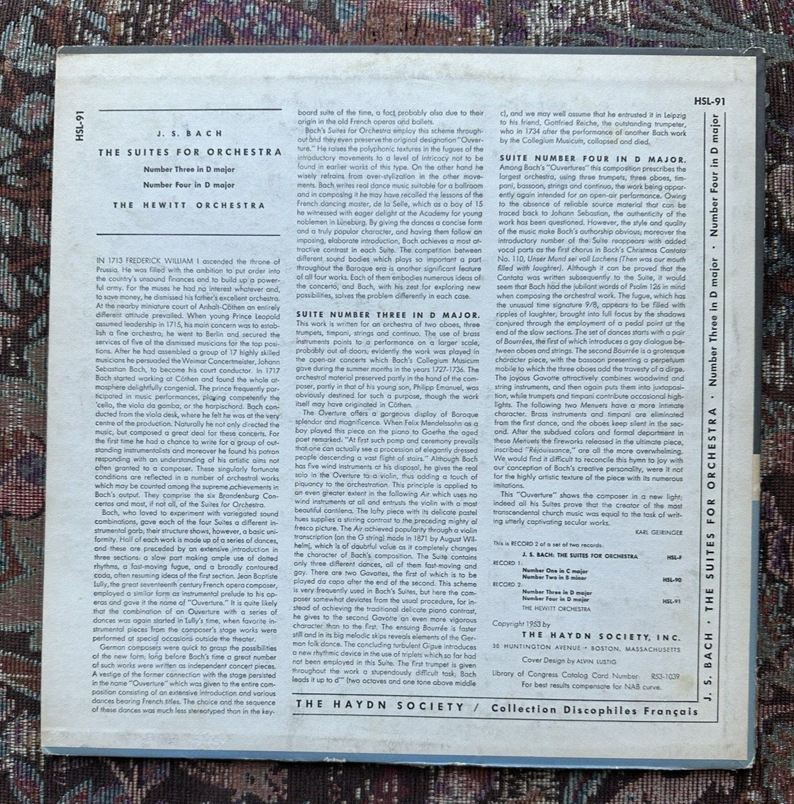 Bach - Orchestral Suites 1-4 - The Hewitt Orchestra - Haydn Society - HSL 90/91 - Image 11