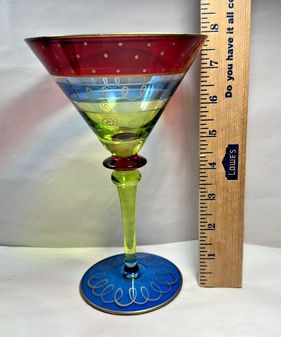Pier 1 Festive Stripe Martini Glass - Immaculate - Image 1