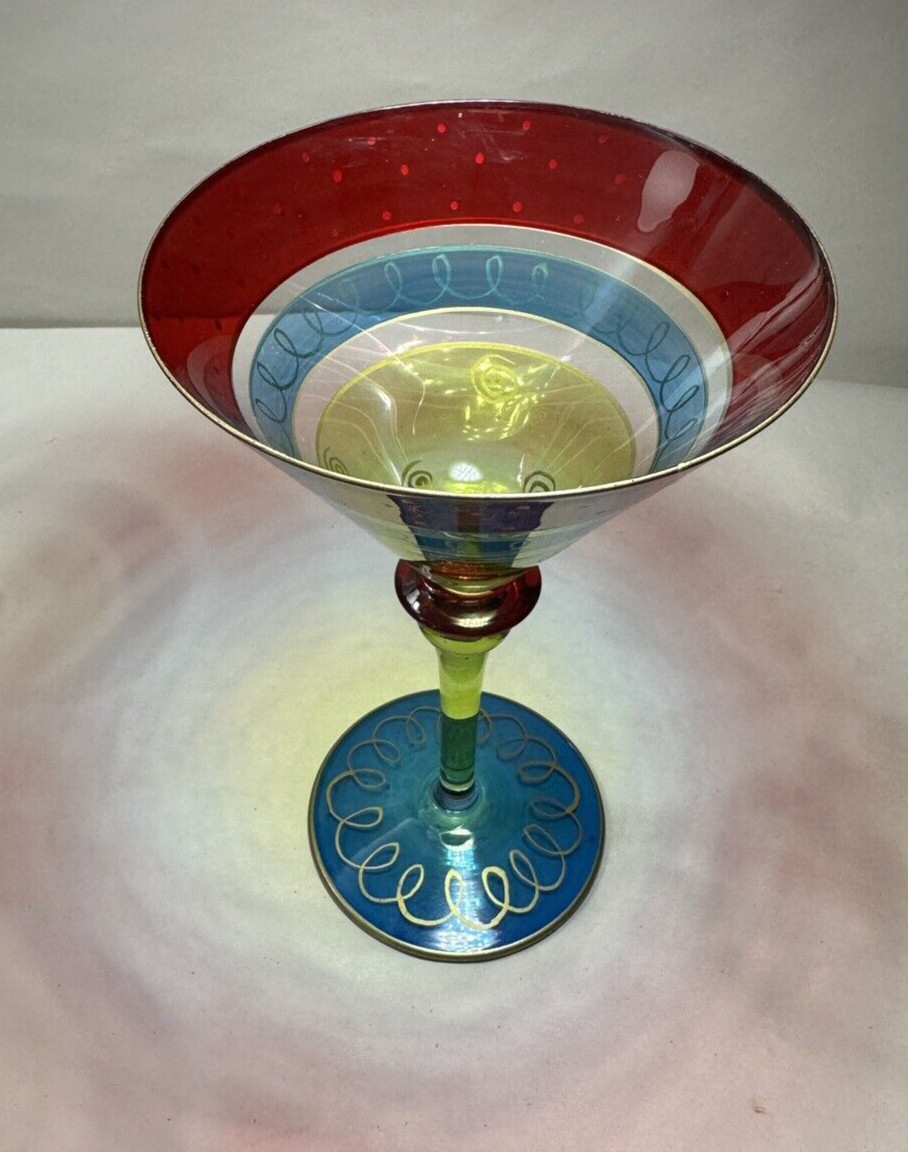 Pier 1 Festive Stripe Martini Glass - Immaculate - Image 2
