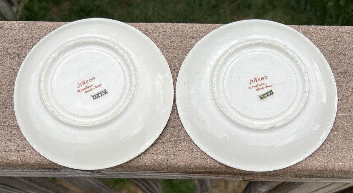 Two Vintage Nasco Mountain Wood-land Woodland Tea Cups / Saucers - Japan - Image 12