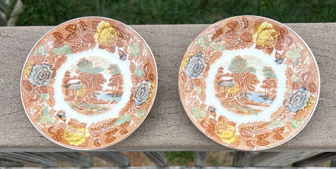 Two Vintage Nasco Mountain Wood-land Woodland Tea Cups / Saucers - Japan - Image 7