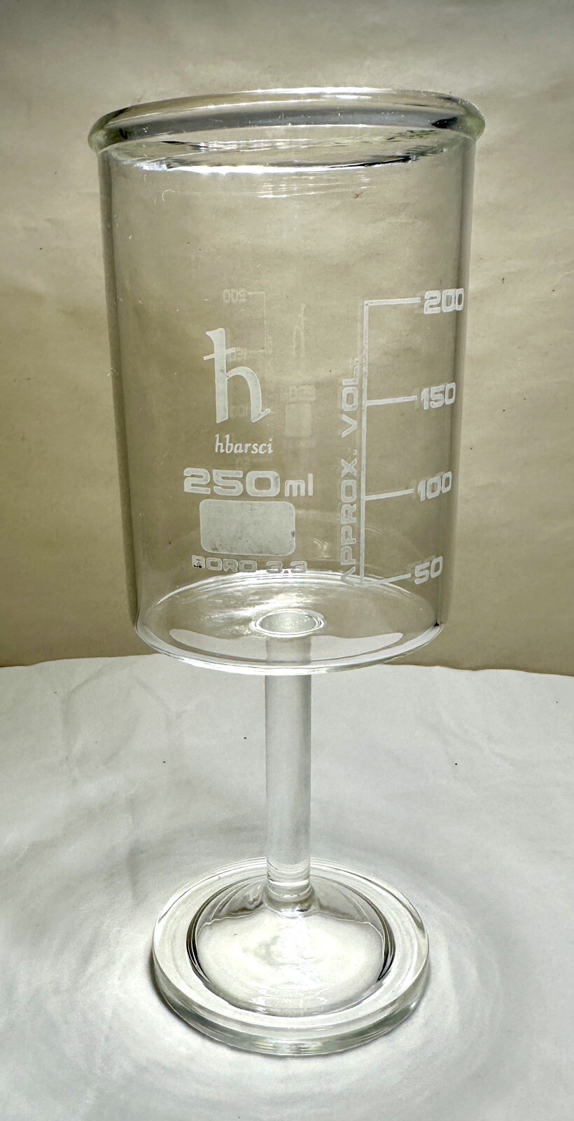 Handmade Beaker Wine Glass, Made of Lab Grade Borosilicate 3.3 Glass - 250mL
