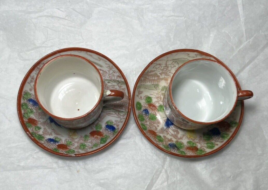 Vintage Geisha Girl Japanese Teacups & Saucers, Japanese Gardens,  Asian Decor - Image 8