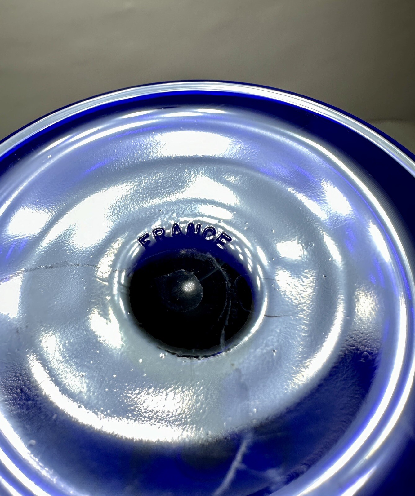 2 Cristal D'Arques Durand Luminarc NUANCE SAPPHIRE Blue Stem Claret Wine Glasses - Image 1