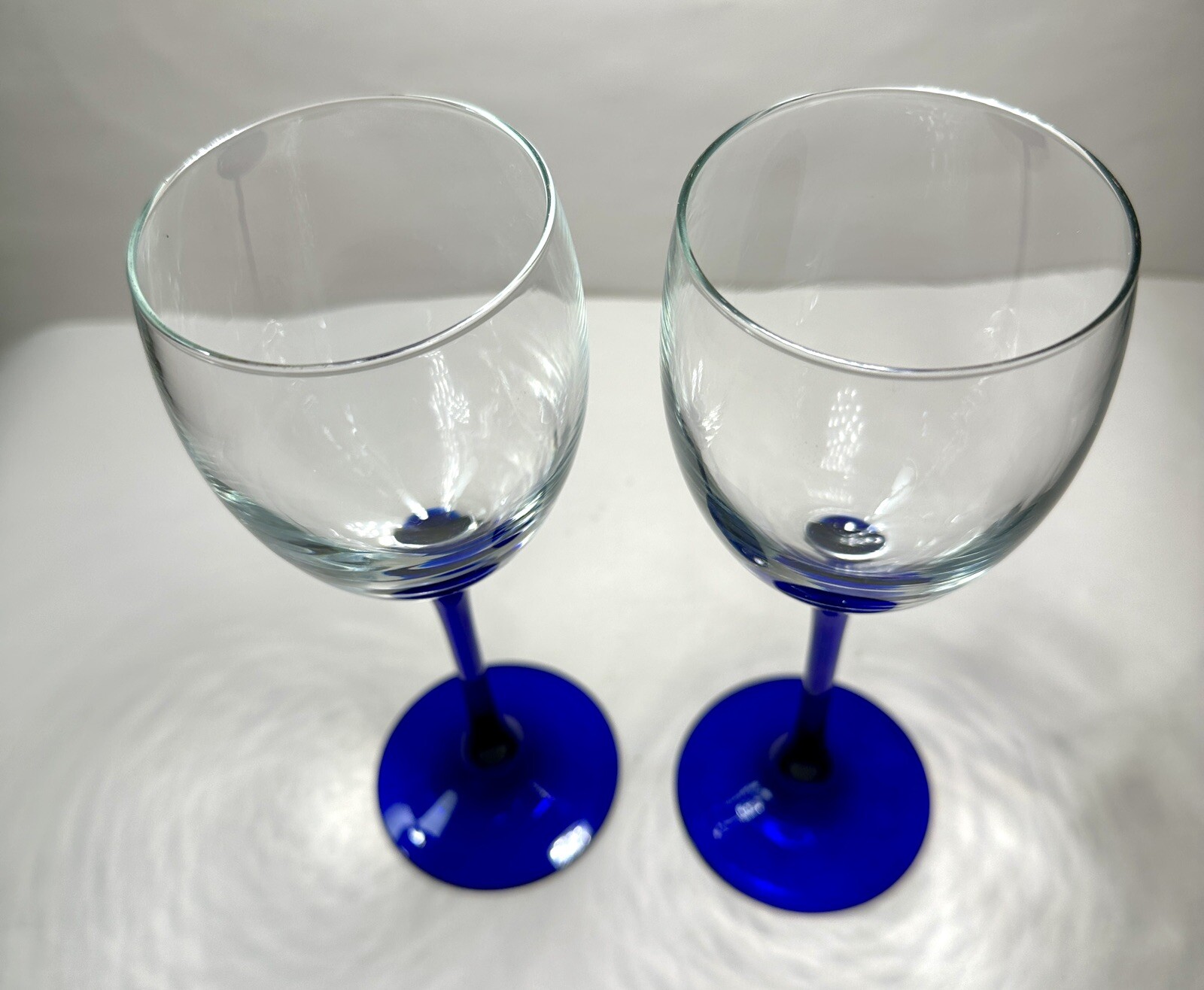 2 Cristal D'Arques Durand Luminarc NUANCE SAPPHIRE Blue Stem Claret Wine Glasses - Image 2