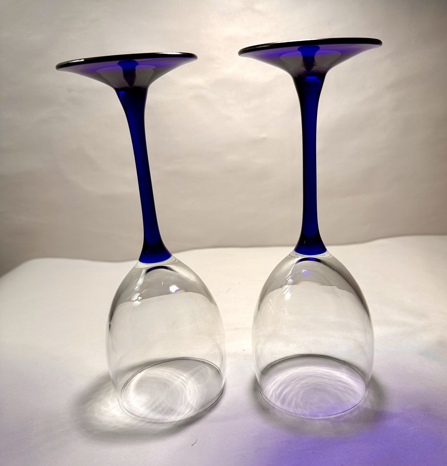 2 Cristal D'Arques Durand Luminarc NUANCE SAPPHIRE Blue Stem Claret Wine Glasses - Image 3