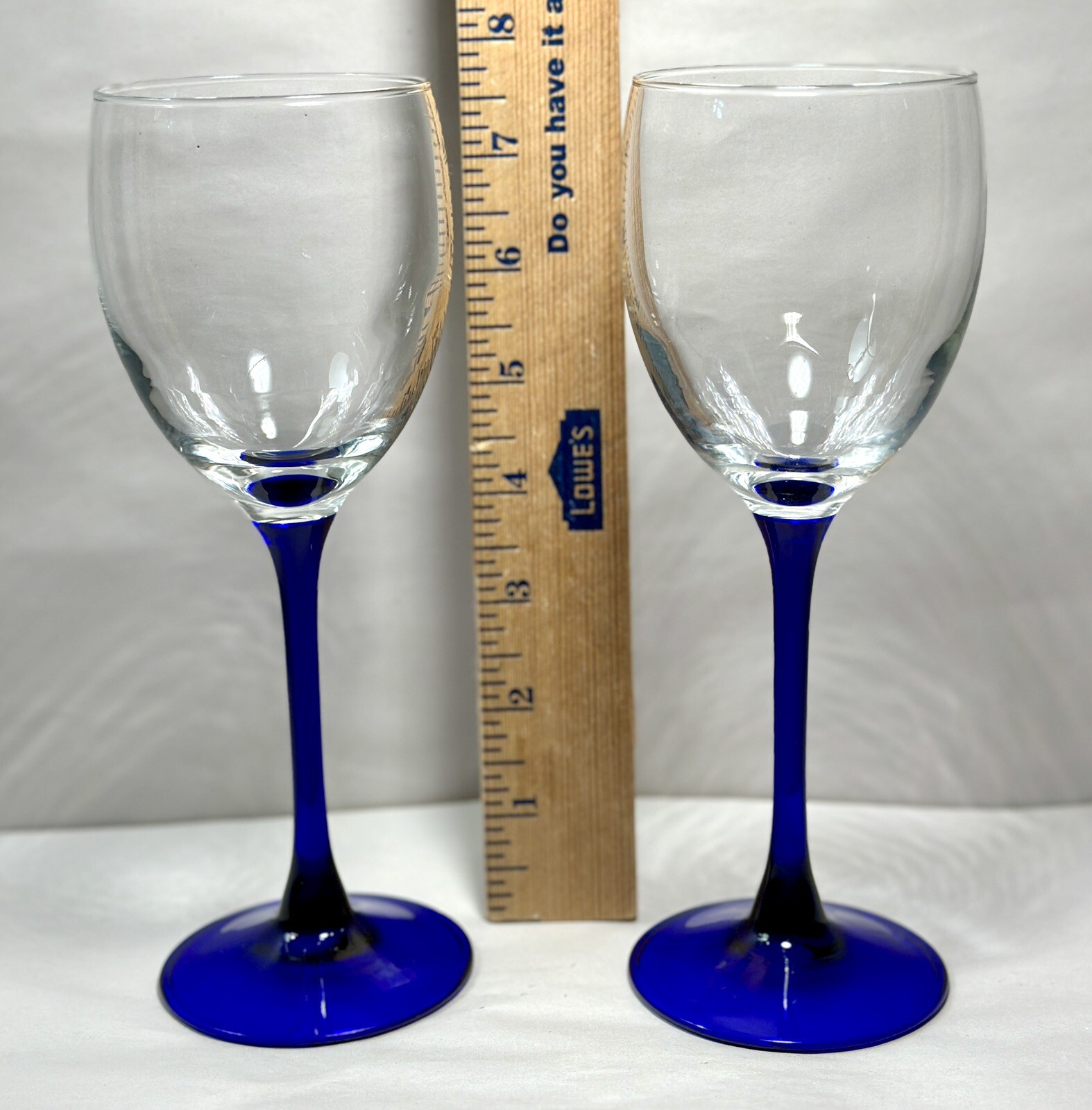 2 Cristal D'Arques Durand Luminarc NUANCE SAPPHIRE Blue Stem Claret Wine Glasses - Image 4