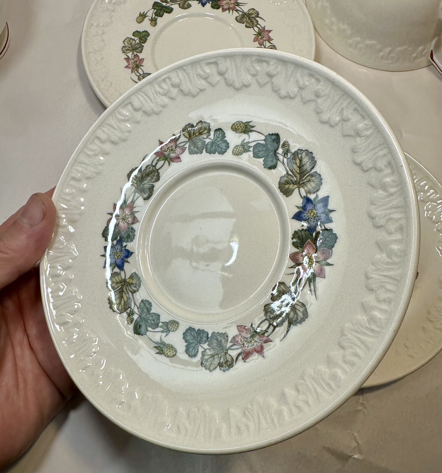 Two (2) Wedgwood Corinthian "Pembroke" Footed Cream Soups Bowls and Saucers - Image 11