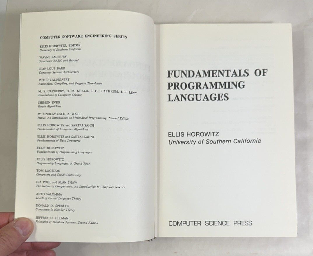 Fundamentals of Programming Languages by Ellis Horowitz (Hardcover) - First Ed. - Image 1
