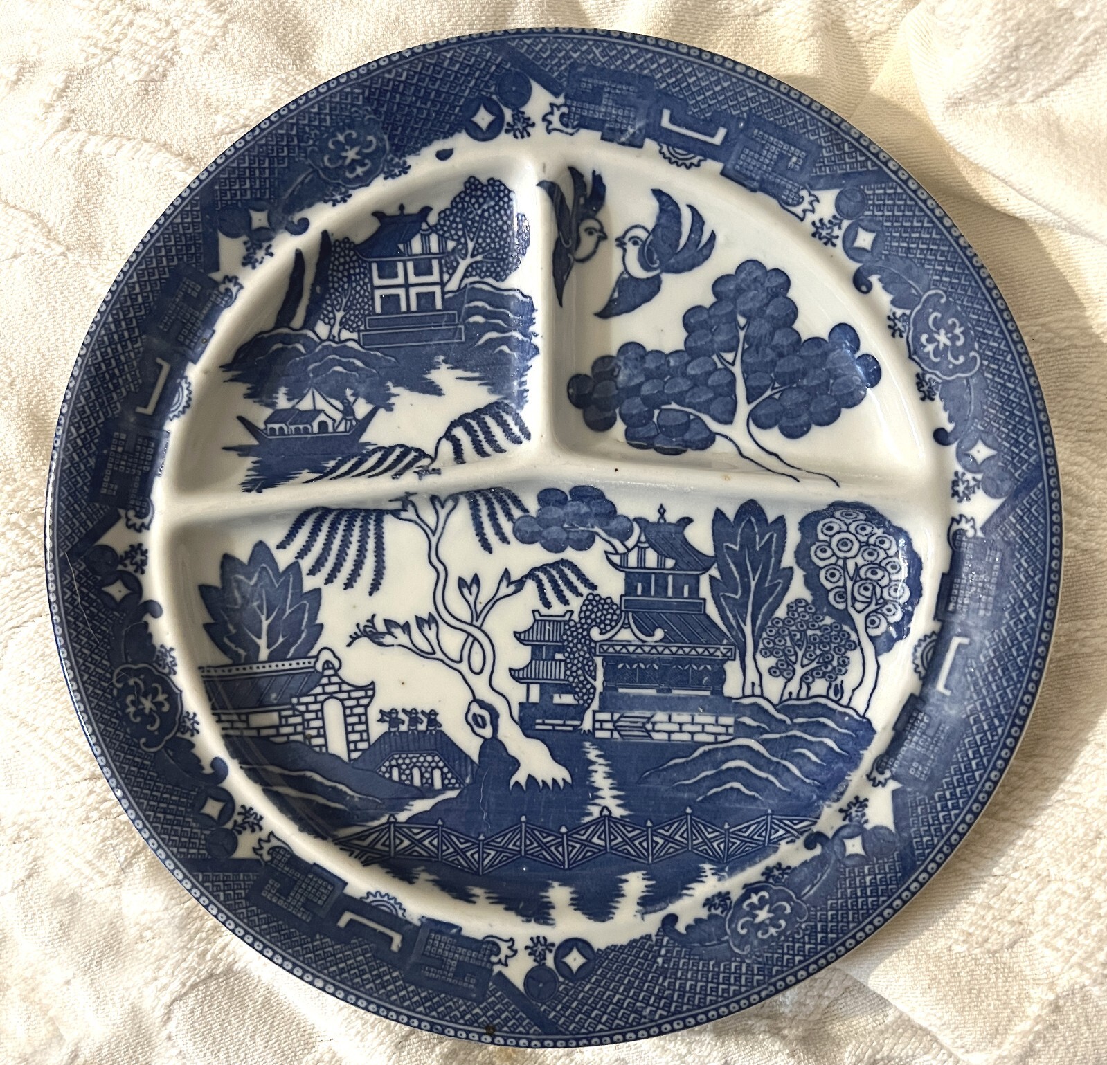 Vintage Blue and White Willow Transferware plate/serving dish - Made in Japan