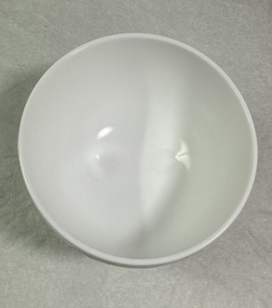 Vintage ARC International France Yummy Happy Smiley Face Footed Milk Glass Bowl - Image 1