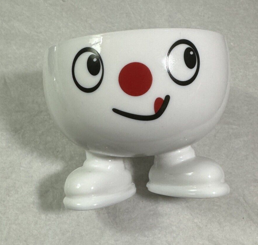 Vintage ARC International France Yummy Happy Smiley Face Footed Milk Glass Bowl - Image 2