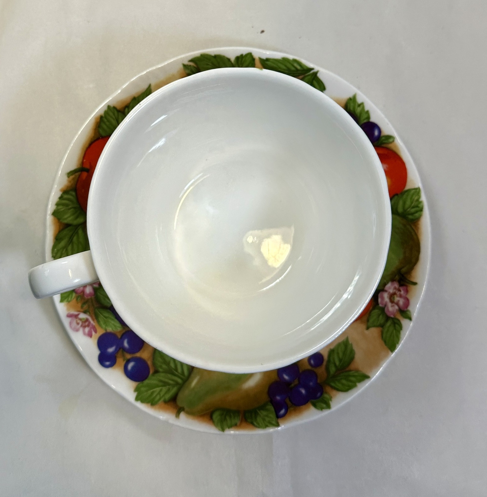 Roy Kirkham Orchard Large Breakfast Cup & Saucer Fine Bone China England 1991 - Image 3